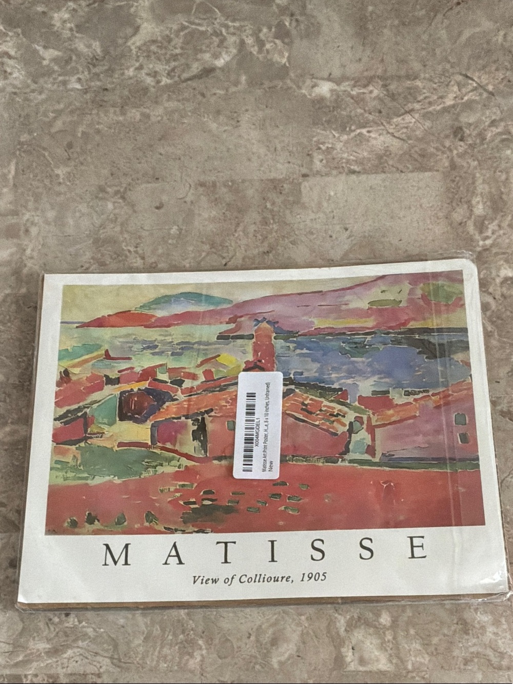 Matisse Multicolor Coastal Landscape Print with Red, Green, Blue, Pink Hues